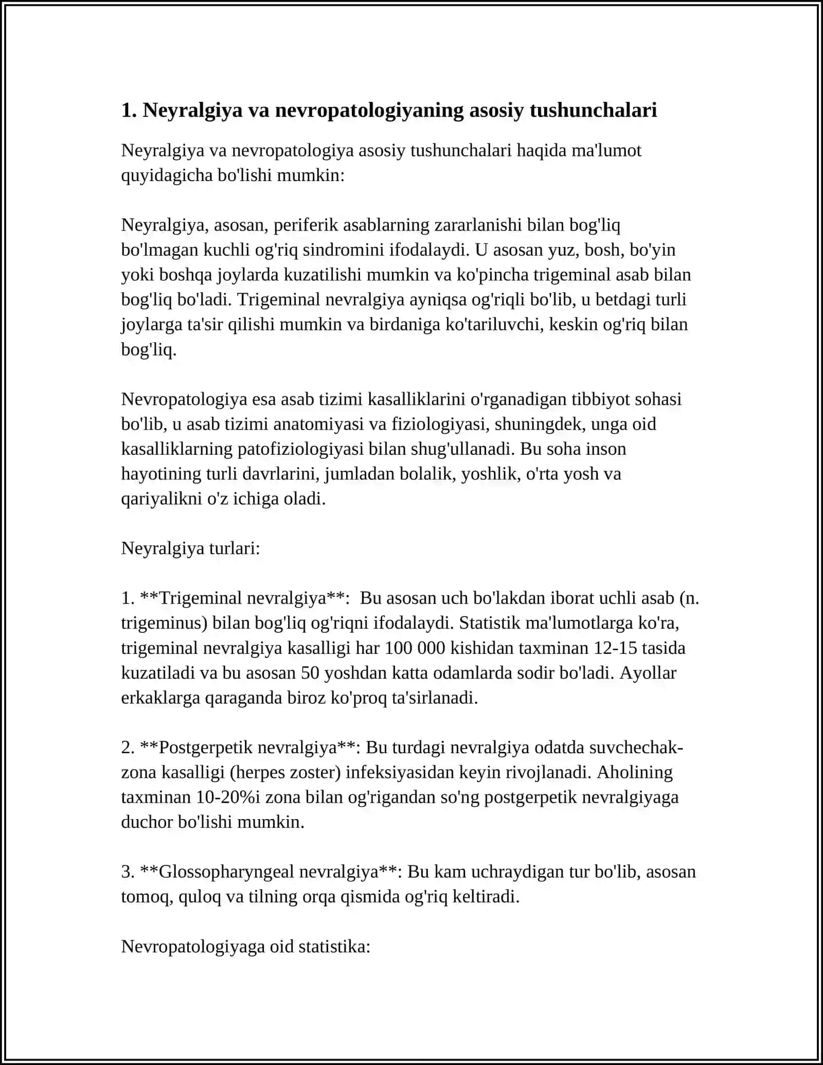 NEVRALIGIYA VA NEVRAPATOLOGIYA HAQIDA UMUMIY TUSHUNCHALARNI MUAMMOLI VA SHAXSGA YOʻNALTIRILGAN TEXNOLOGIYALAR YORDAMIDA OCHISH 3