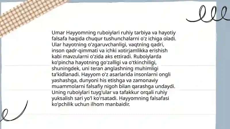 Umar Hayyom ruboiylarida ruhiy tarbiya masalasi 3