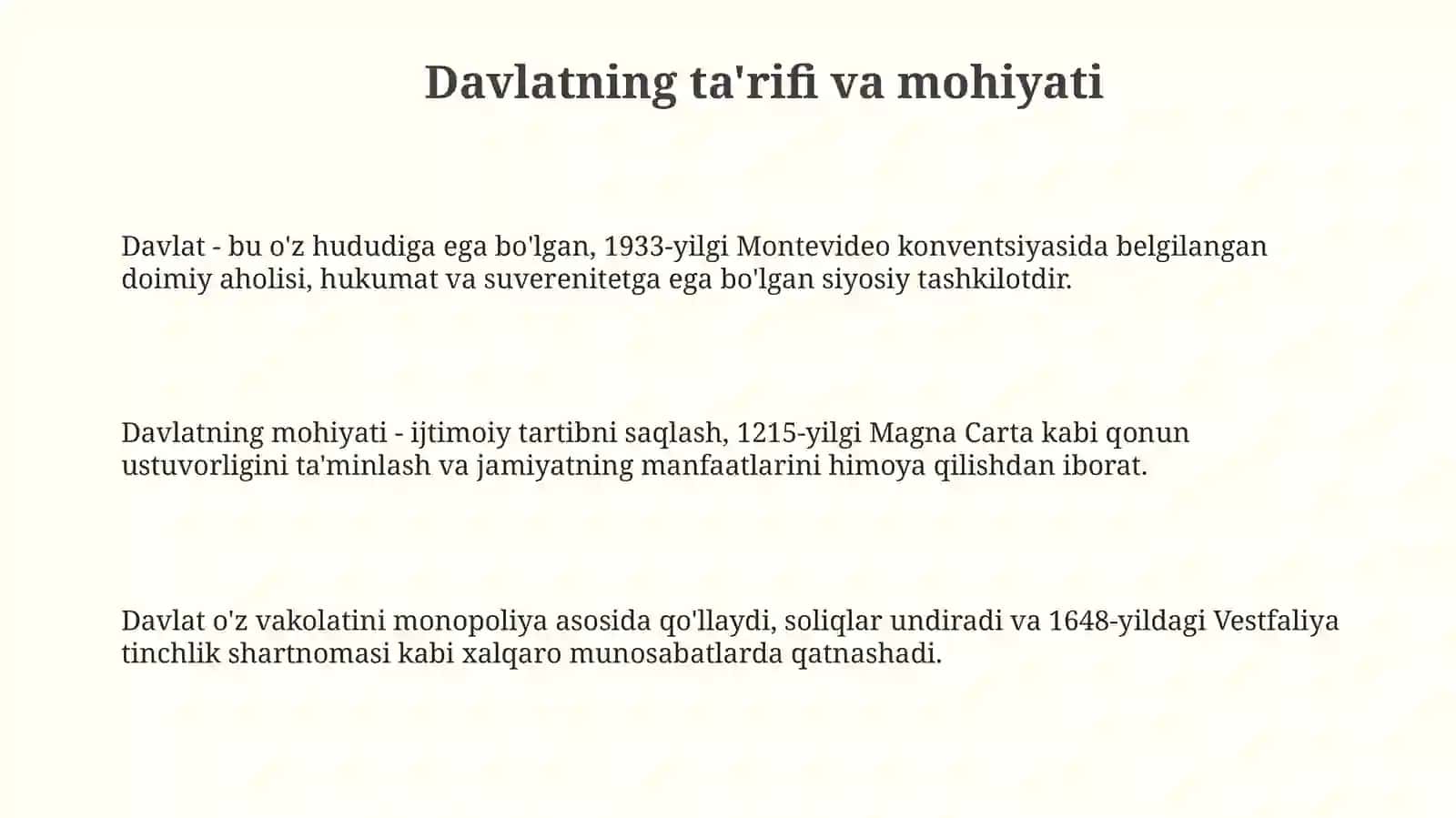 Davlat jamiyatning mavjud bo'lishi bir shakli 3