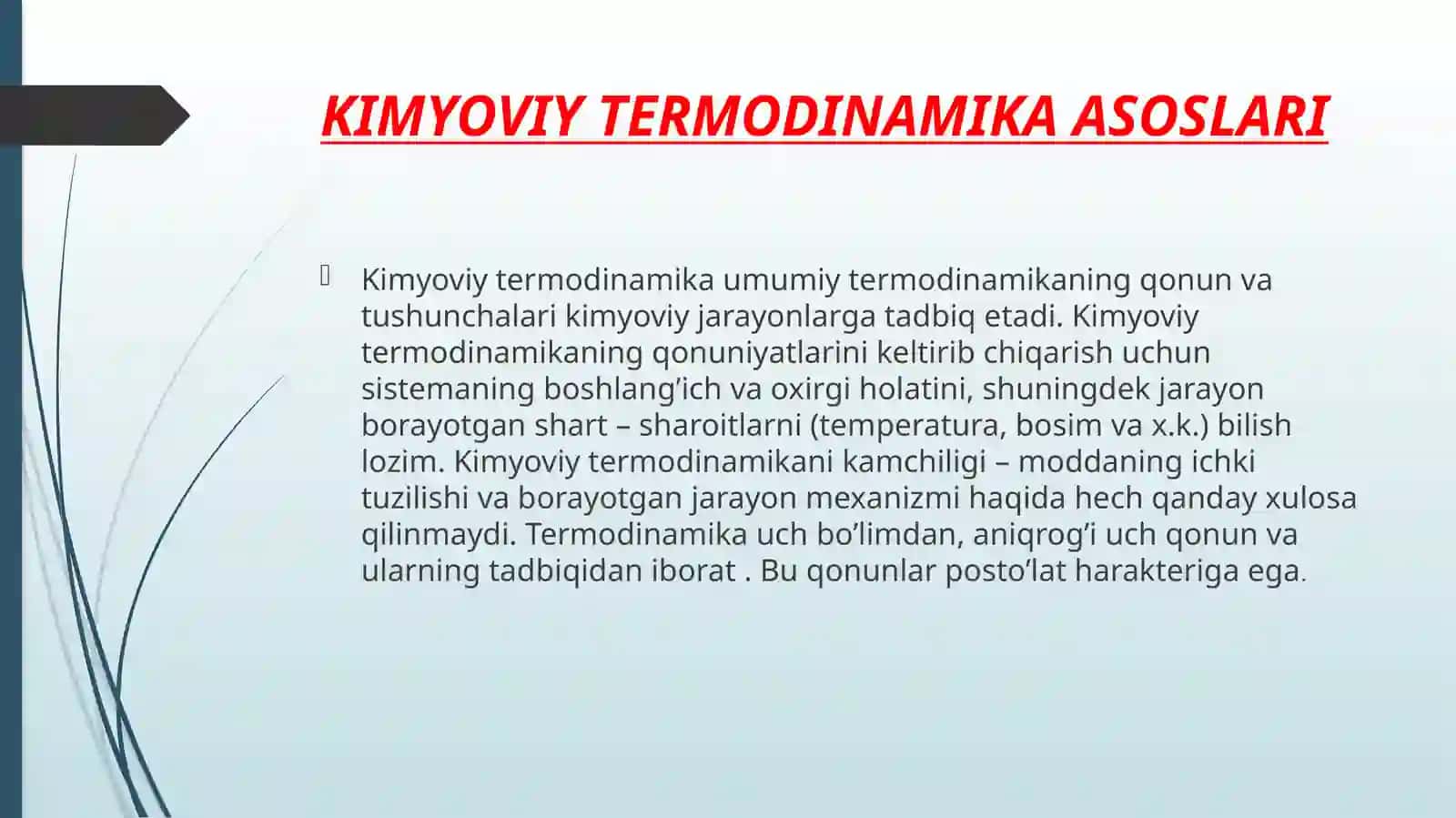Kimyoviy termodinamikaning biologik suyuqliklardagi ahamiyati 3