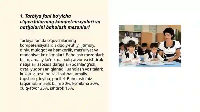 Tarbiya fani bo'yicha ta'lim oluvchilarning o'quv faoliyati natijalari 3