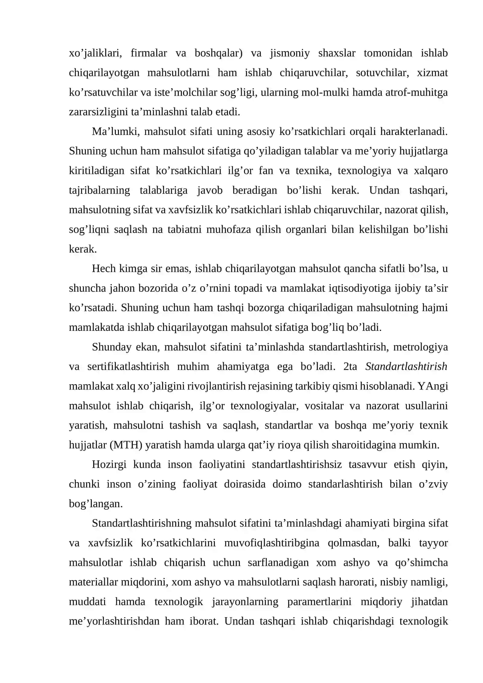 Standartlashtirish va sertifikatlashtirishning O'zbekistonda tashkillashtirilishi 3