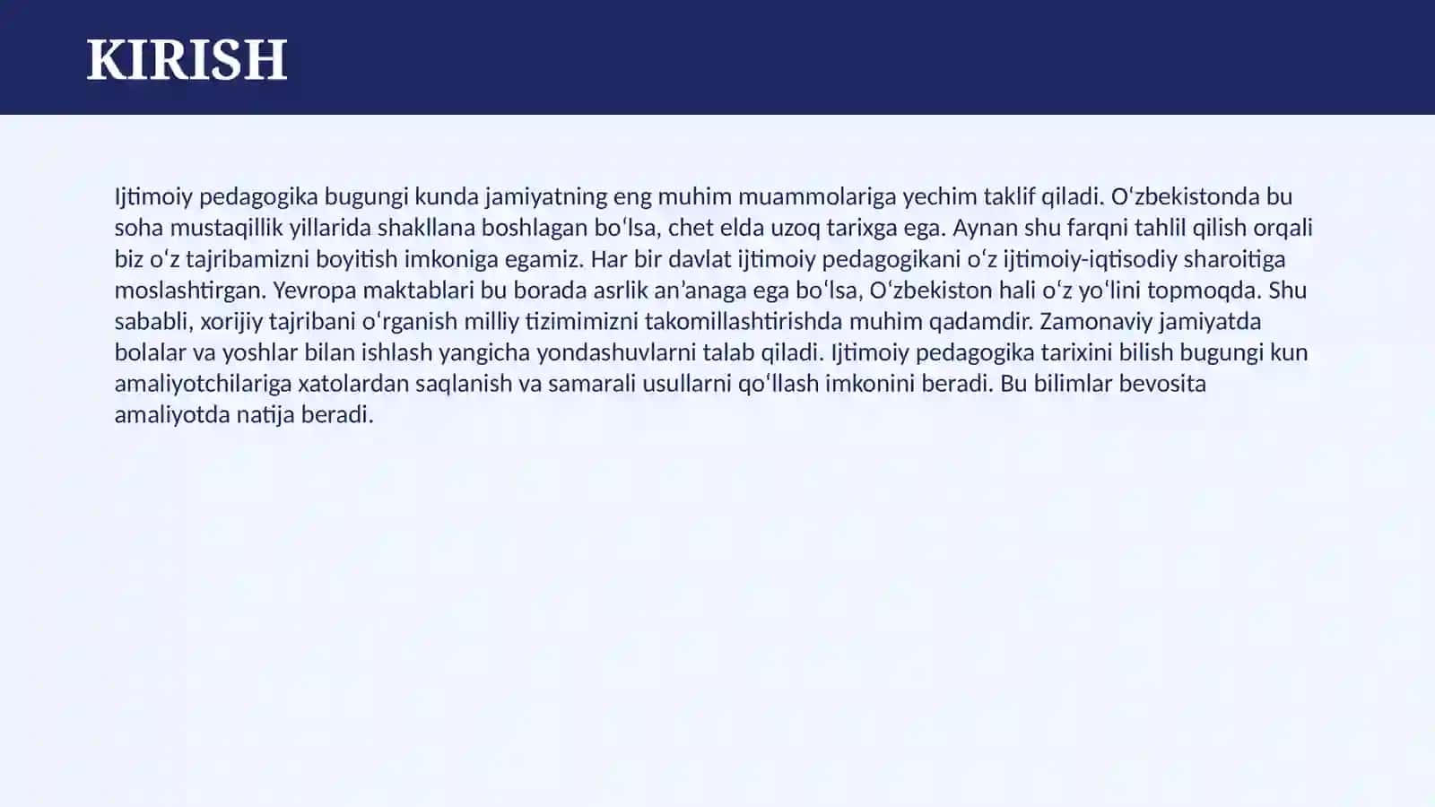 O’ZBEKISTONDA VA CHET ELDA IJTIMOIY PEDAGOGIKANING RIVOJLANISH TARIXI 3