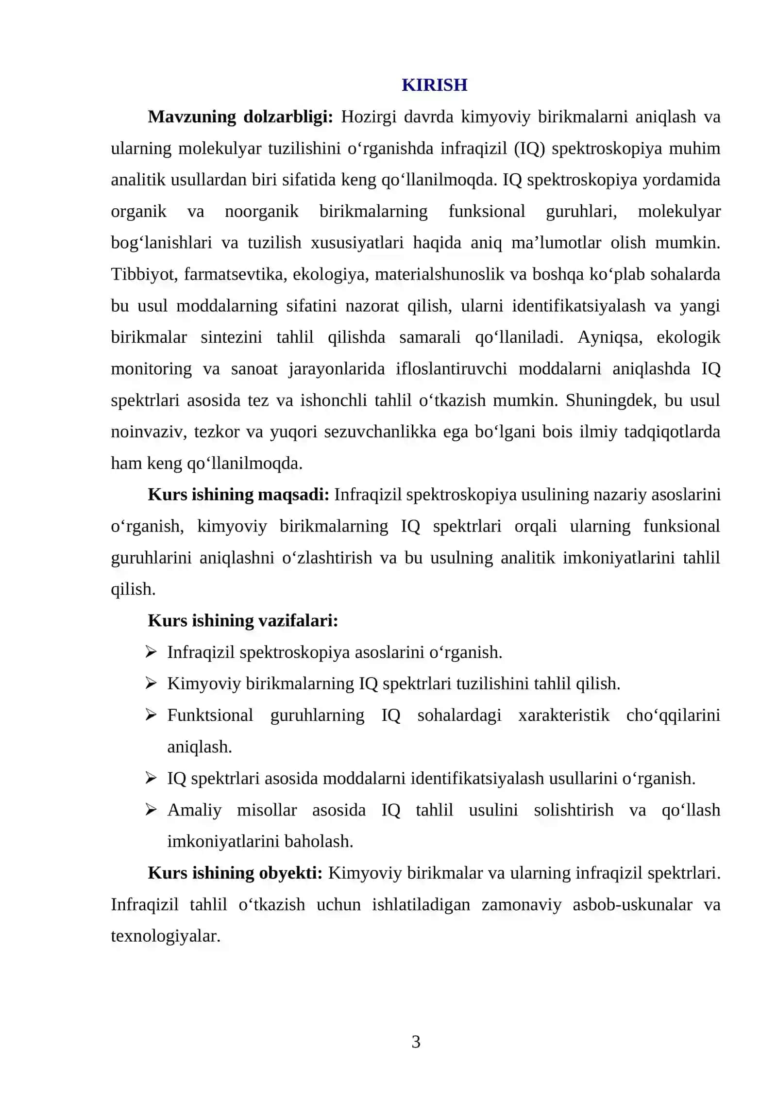 KIMYOVIY BIRIKMALARNING INFRAQIZIL SPEKTRLARINI O'RGANISH 3
