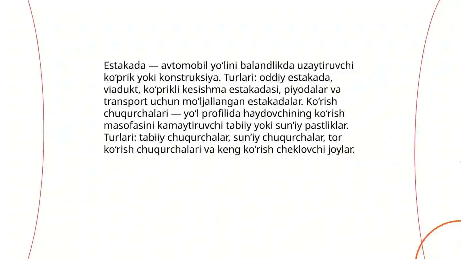 Estakadalar va ko‘rish chuqurchalari 3