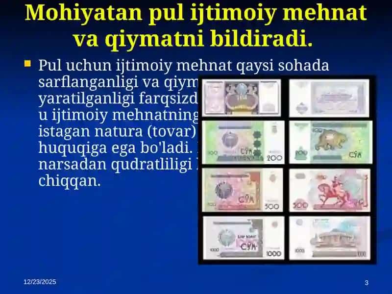 Pul aylanmasi va uning tarkibi .Pul massasi va pul agregatlari 3
