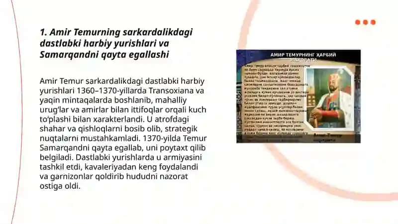 Amir Temurning sarkardalik faoliyati 3