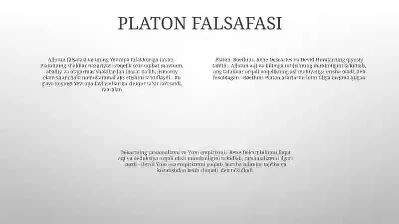 Yevropa Mutafakkirlari Platon, Boesiy, R.Dekart, D.Yumning, Falsafaga Oid Qarashlarini Qiyosiy Tahlili 3
