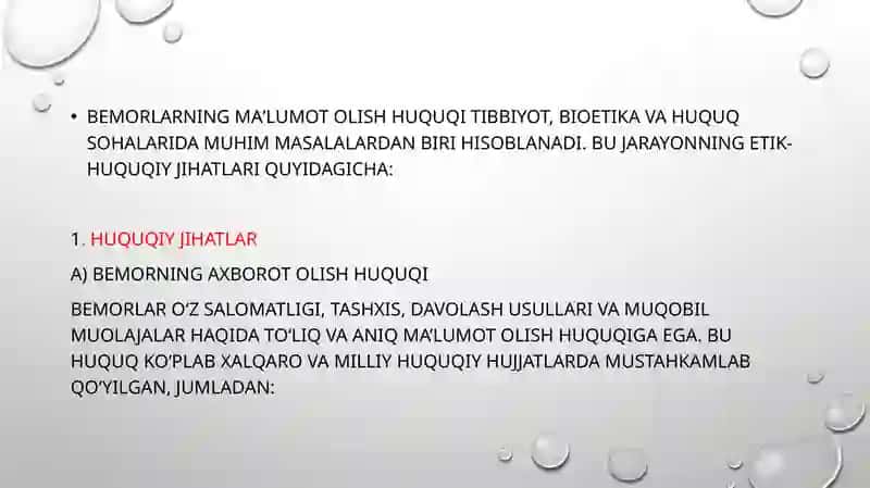 Bemorlarning ma’lumot olishi huquqiy jihatlari 3