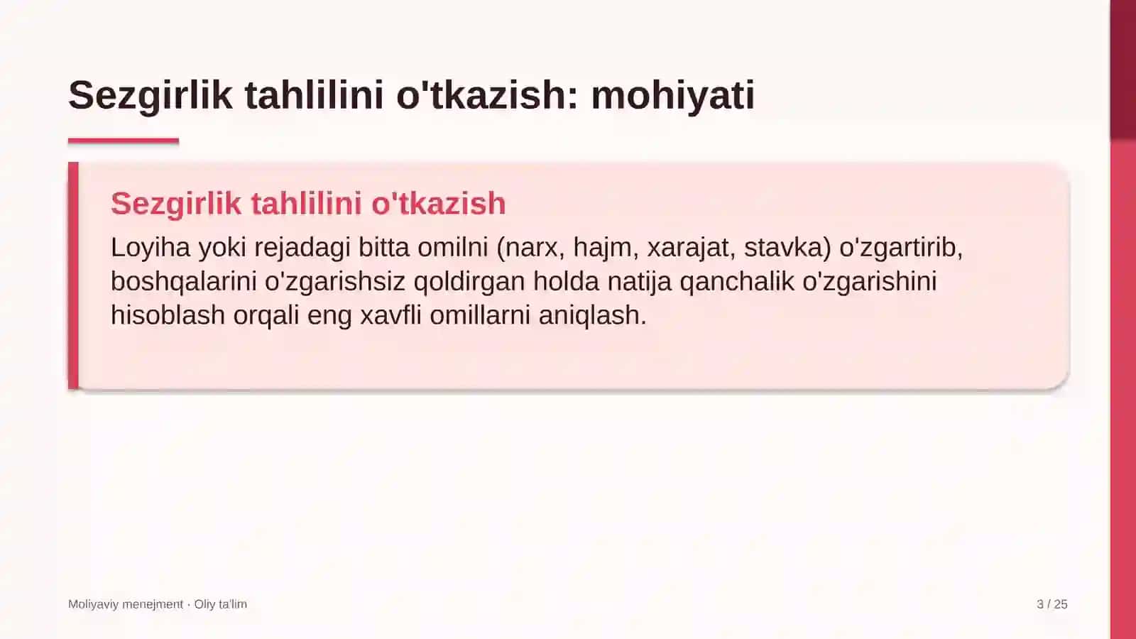 Brokerlik kompaniyalarida sezgirlik tahlilini o'tkazish 3