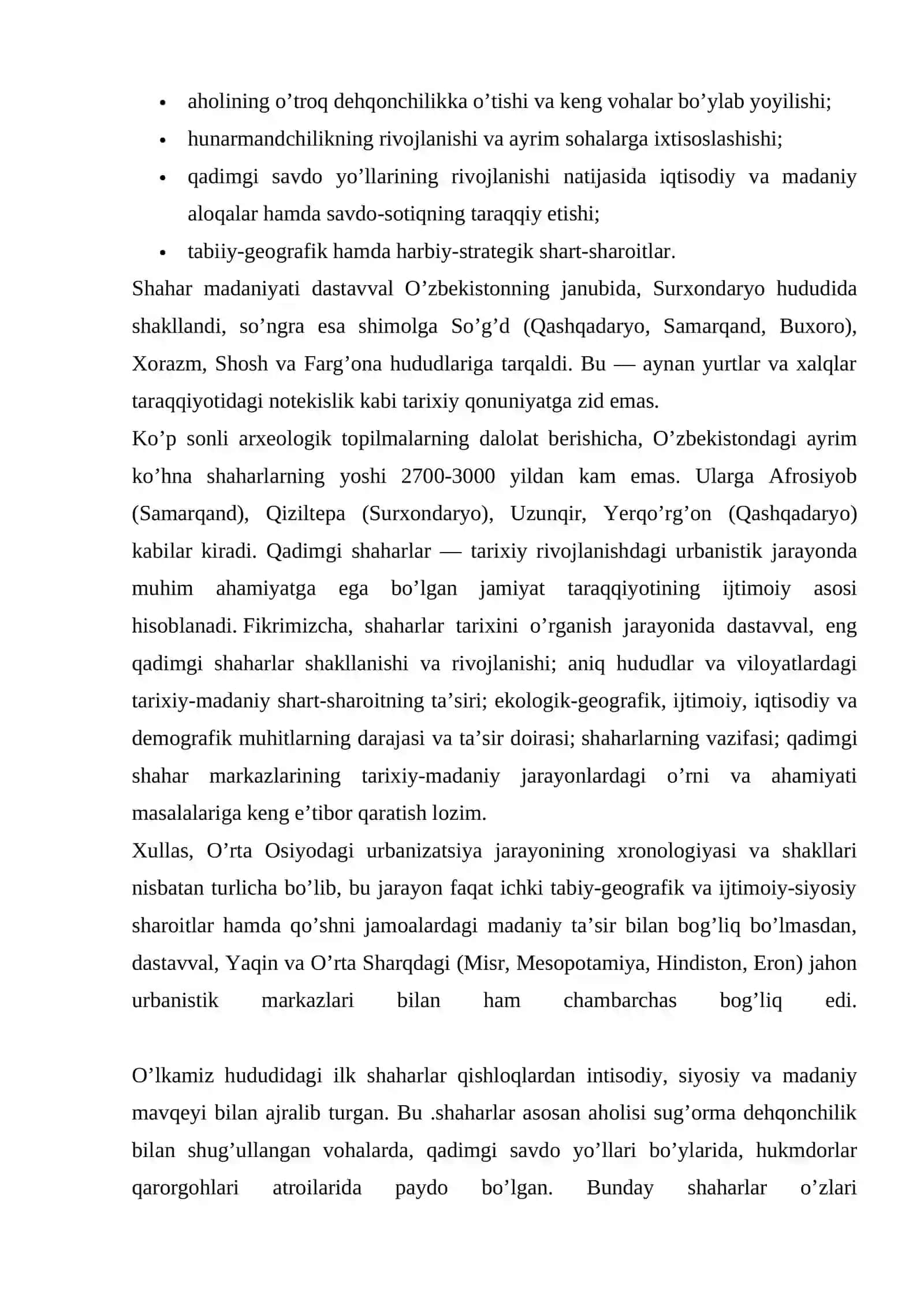 О‘lkamizdagi ilk shaharlar: urbanizatsiya va shaharsozlik madaniyatlari 3