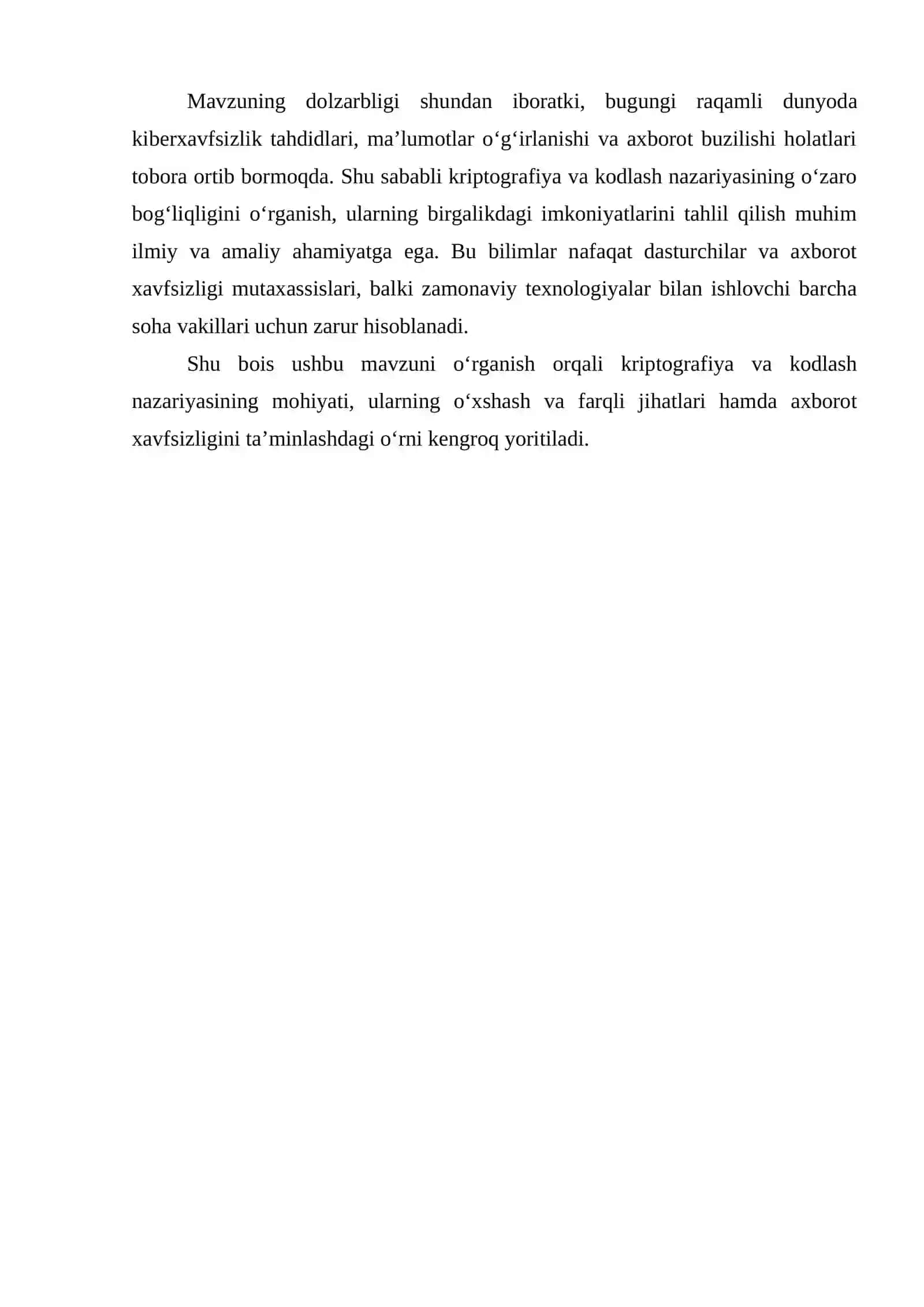 Mavzu: Kriptografiya va kodlash nazariyasining bog‘liqligi 3