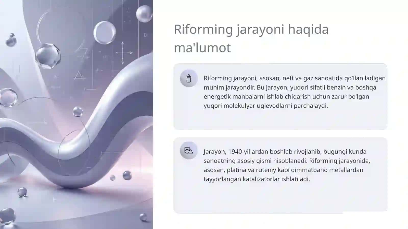Riforming jarayoni katalizatorlari 3