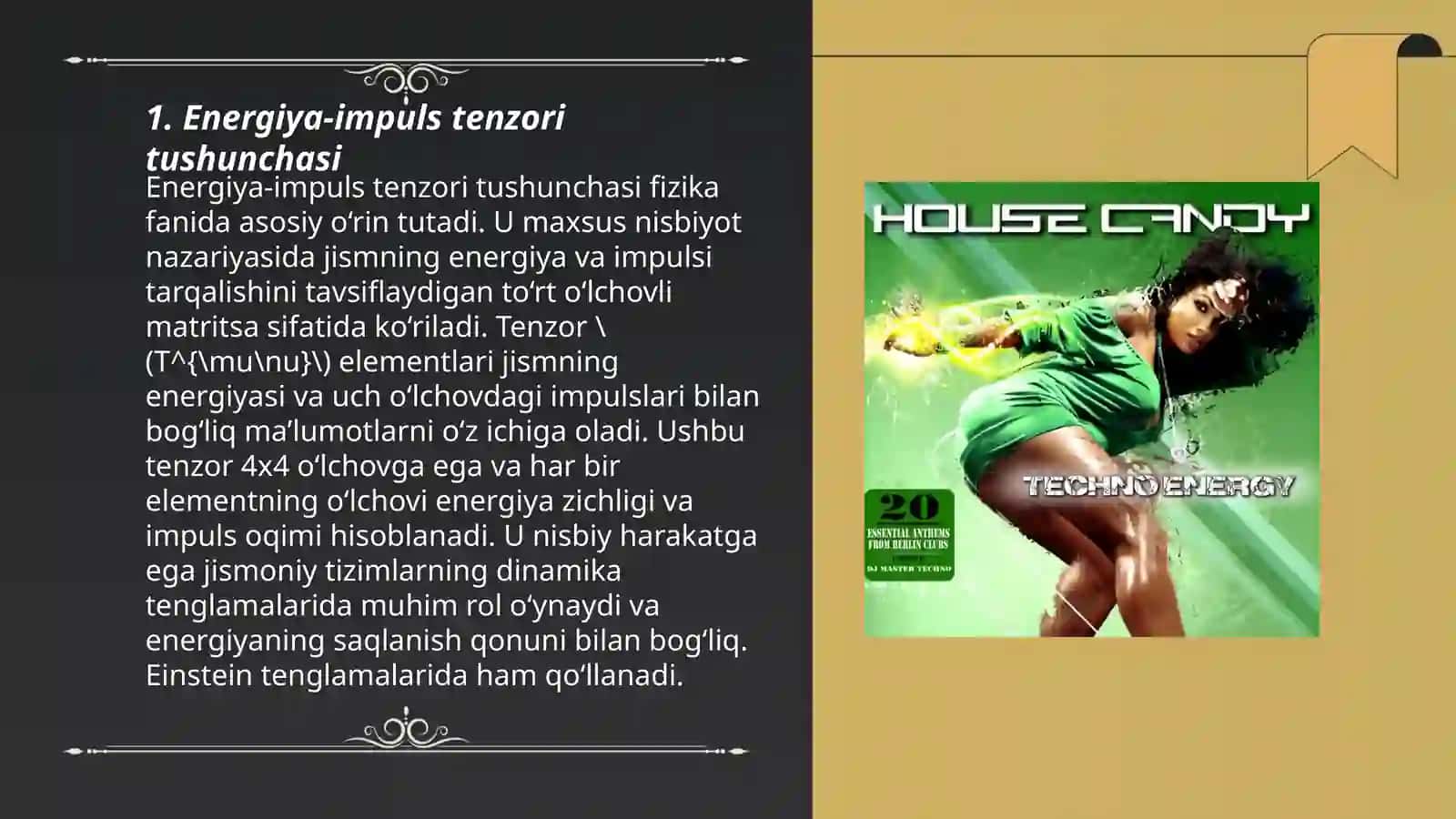 Energiya-impuls tenzori. Enshteyn tenglamasi (isbotsiz) 3