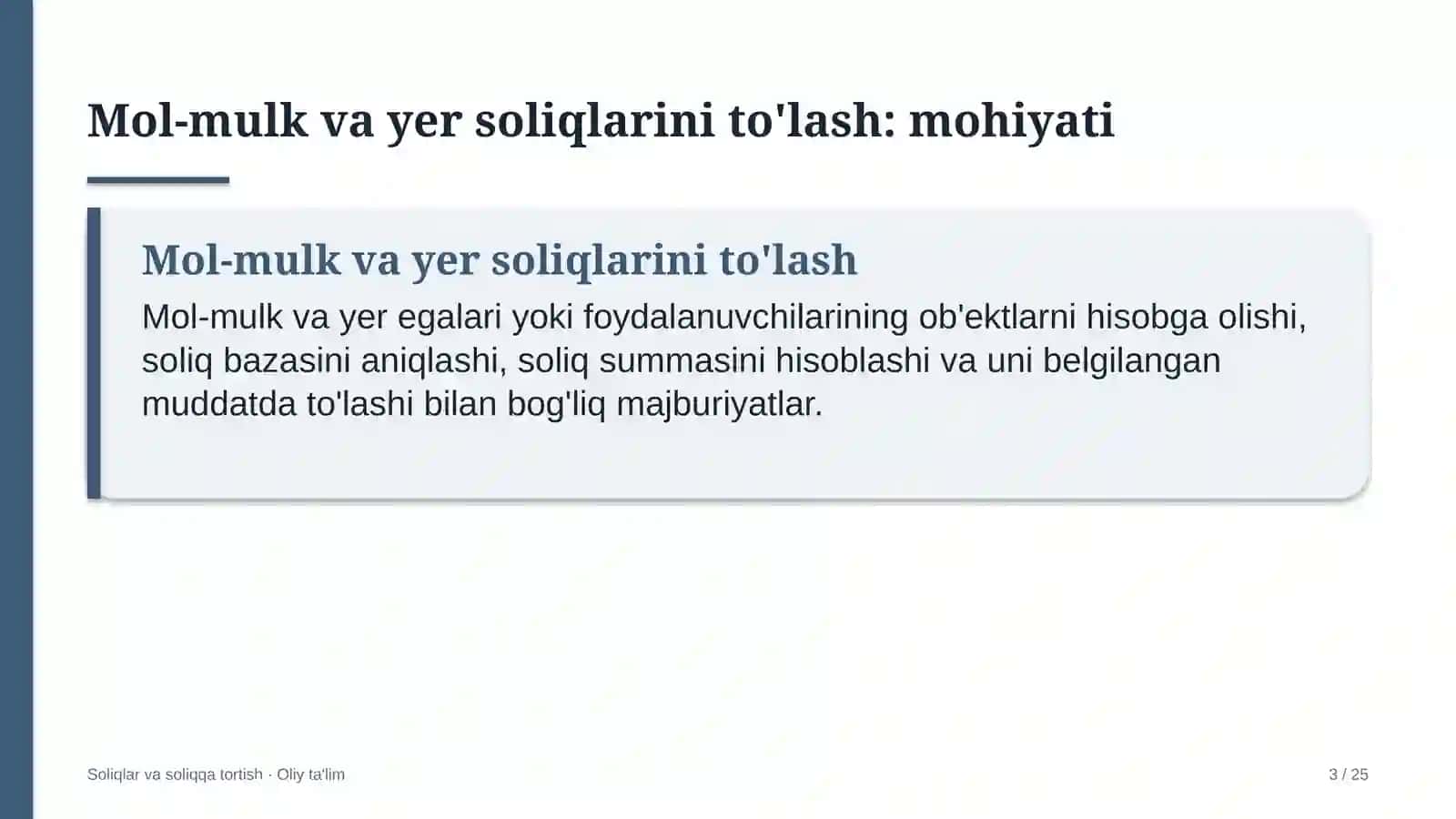 bioenergetikada mol mulk va yer soliqlarini to'lash 6674 3
