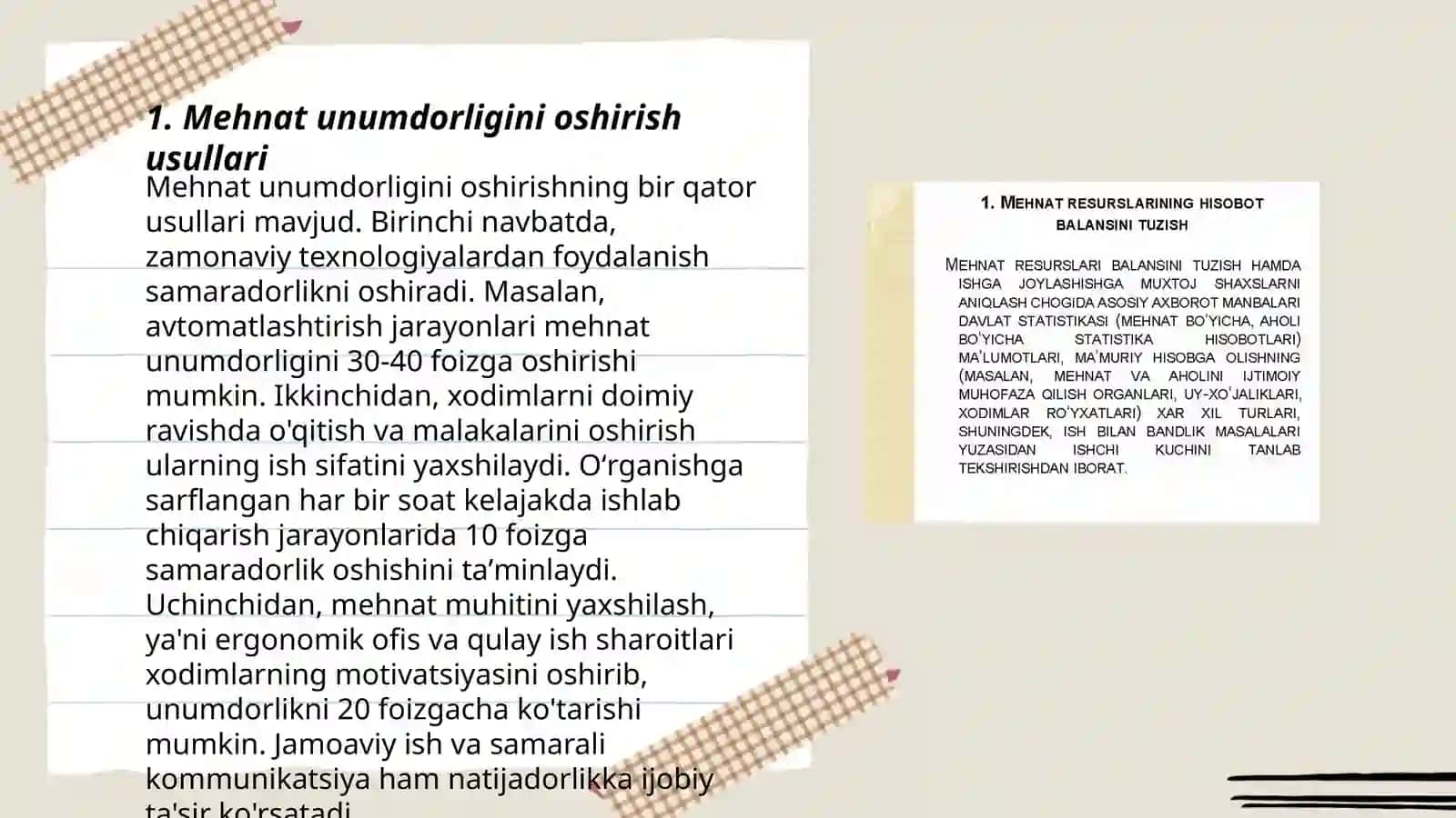 Mehnat unumdorligini oshirish usullari 3