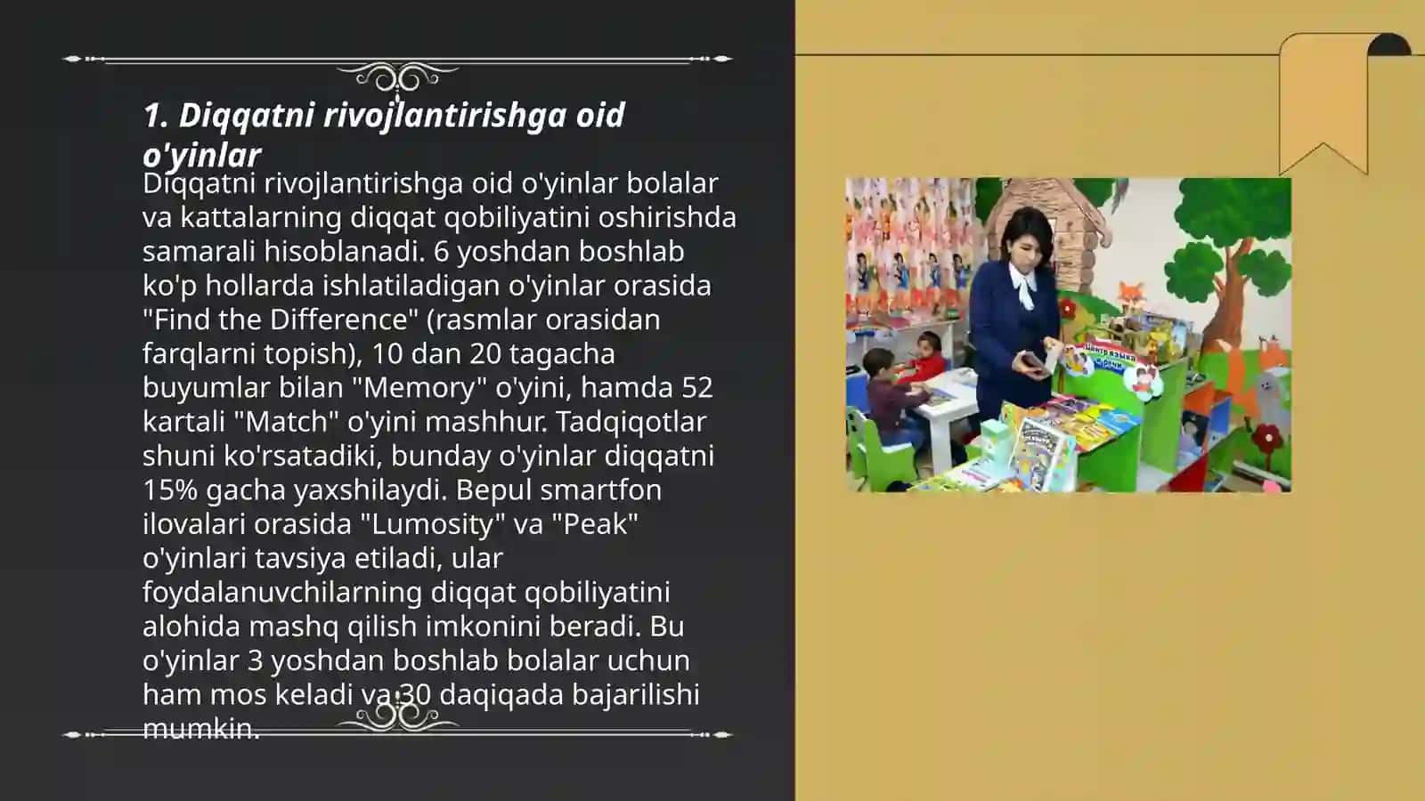 Diqqatni rivojlantirishga oid o'yinlar 3