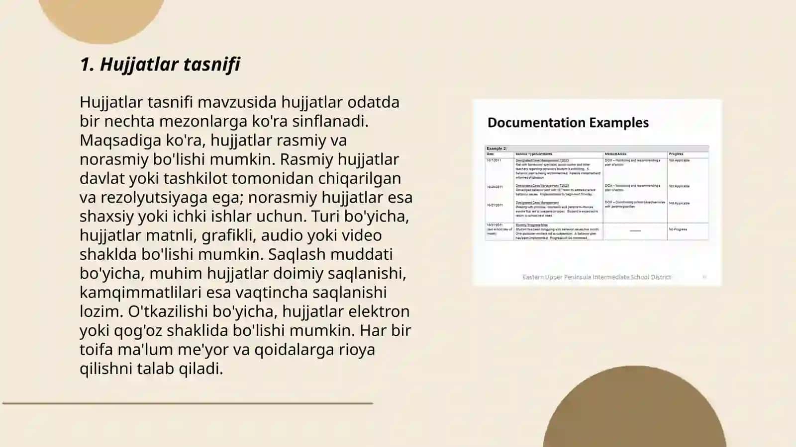 Hujjatlarni tasniflashning me'yor talablari haqida ma'lumot 3
