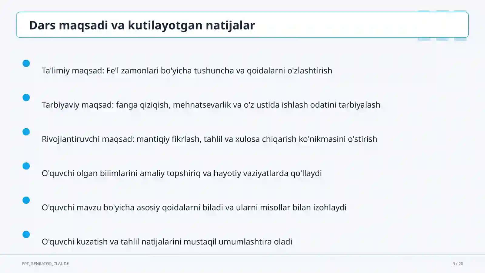 Fe'l zamonlari (4-sinf) 3