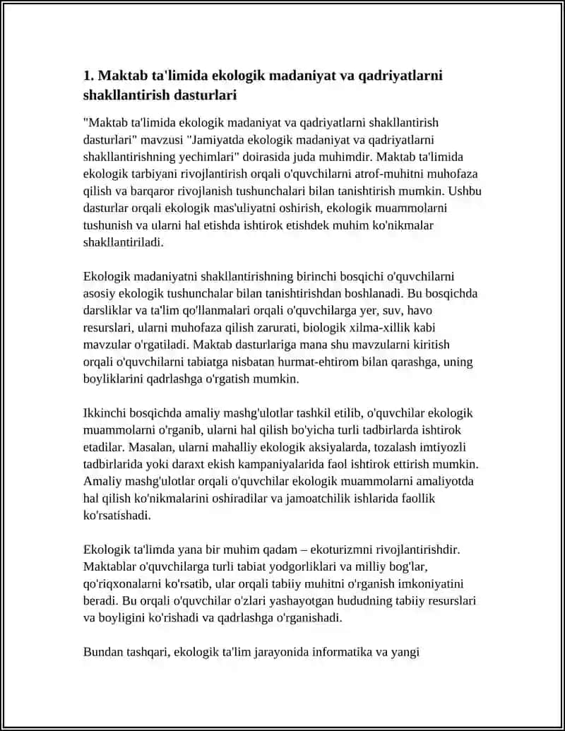 Maktab ta'limida ekologik madaniyat va qadriyatlarni shakllantirish dasturlari 3