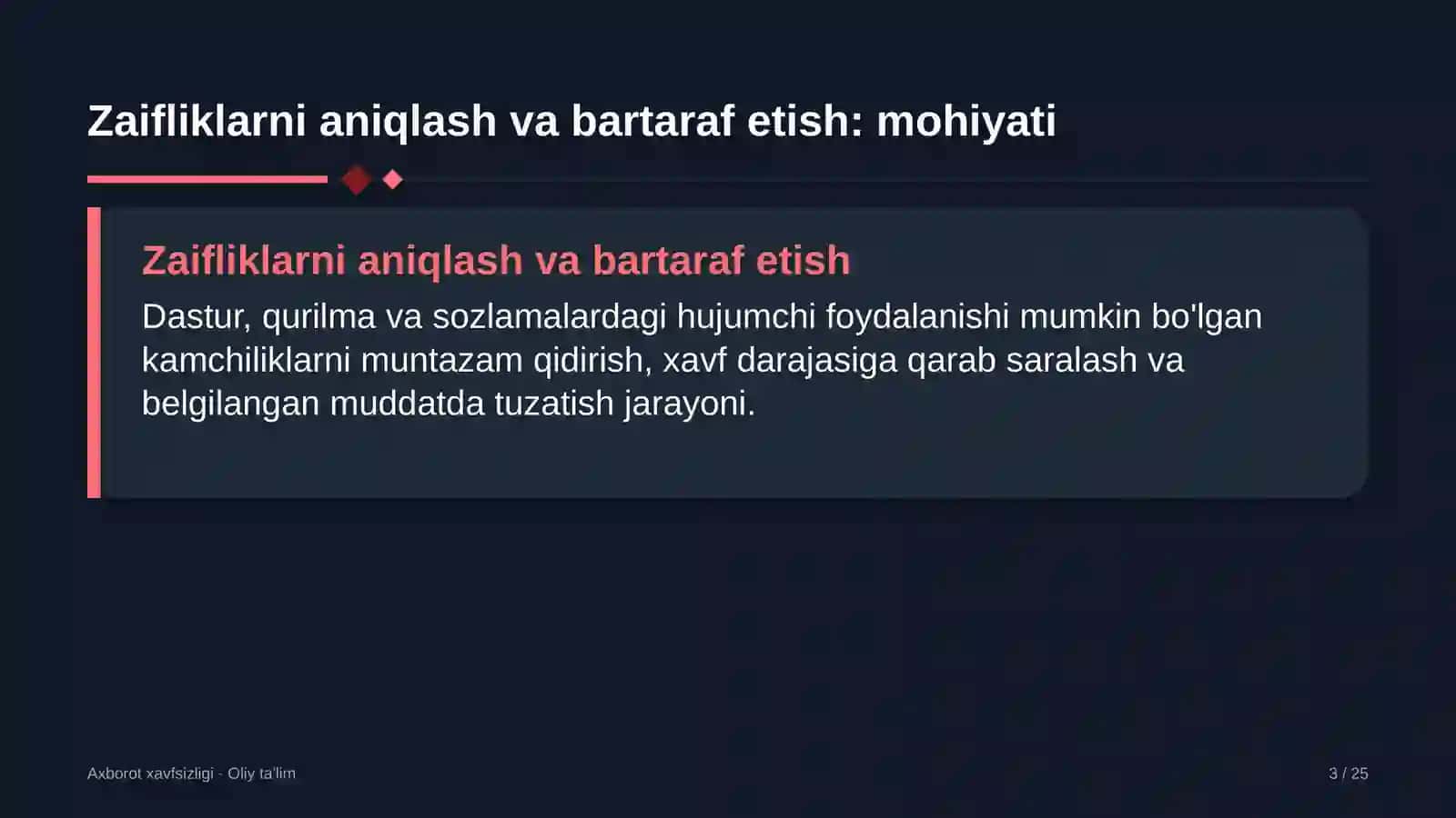 [IT-parklarda zaifliklarni aniqlash va bartaraf etish] 3