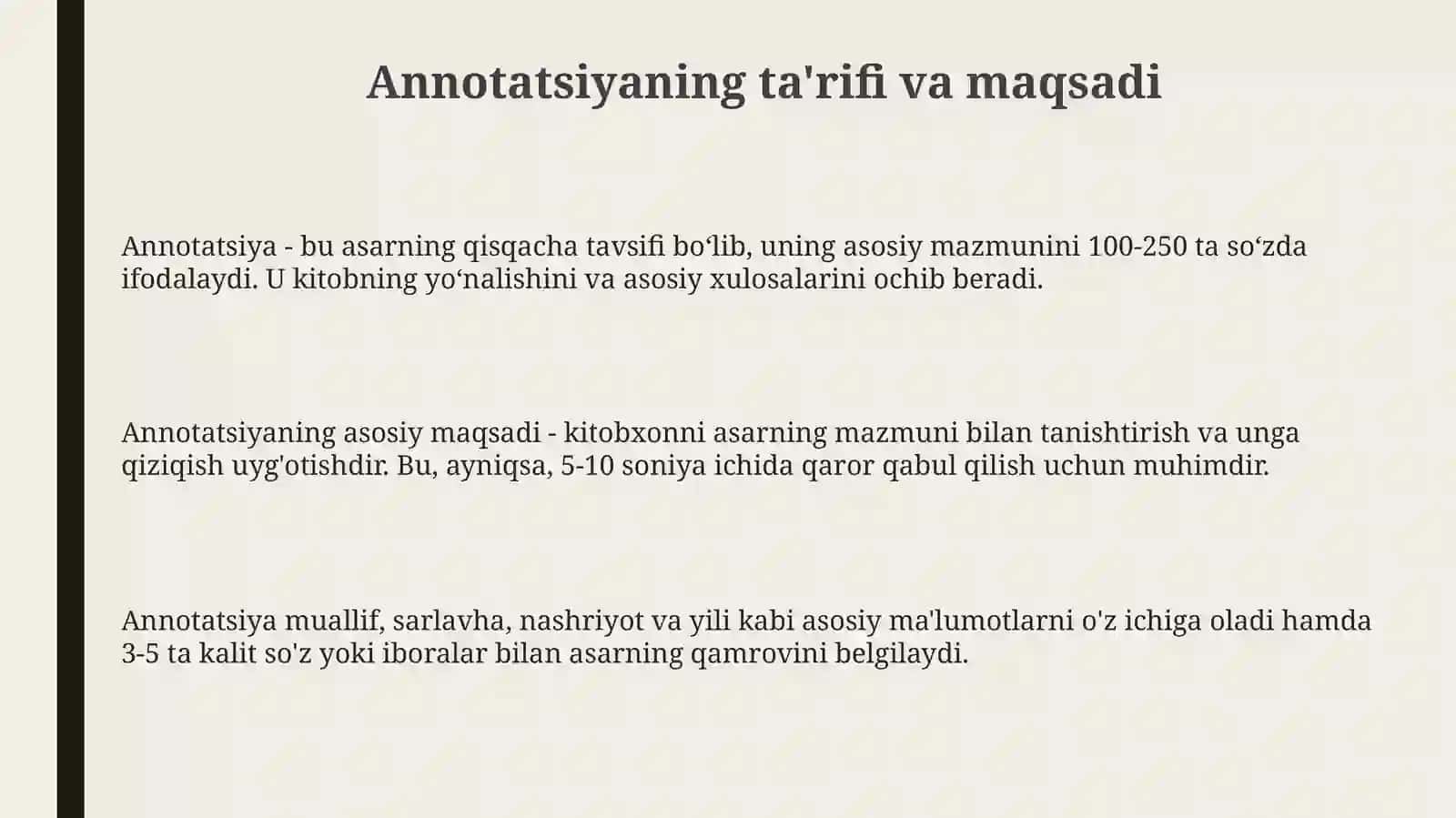 Kasbga oid adabiyotlar annotatsiyasi 3