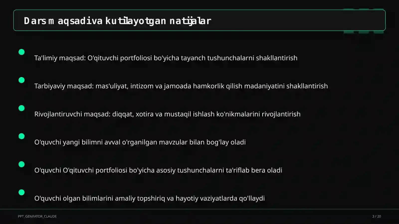 O'qituvchi portfoliosi 3
