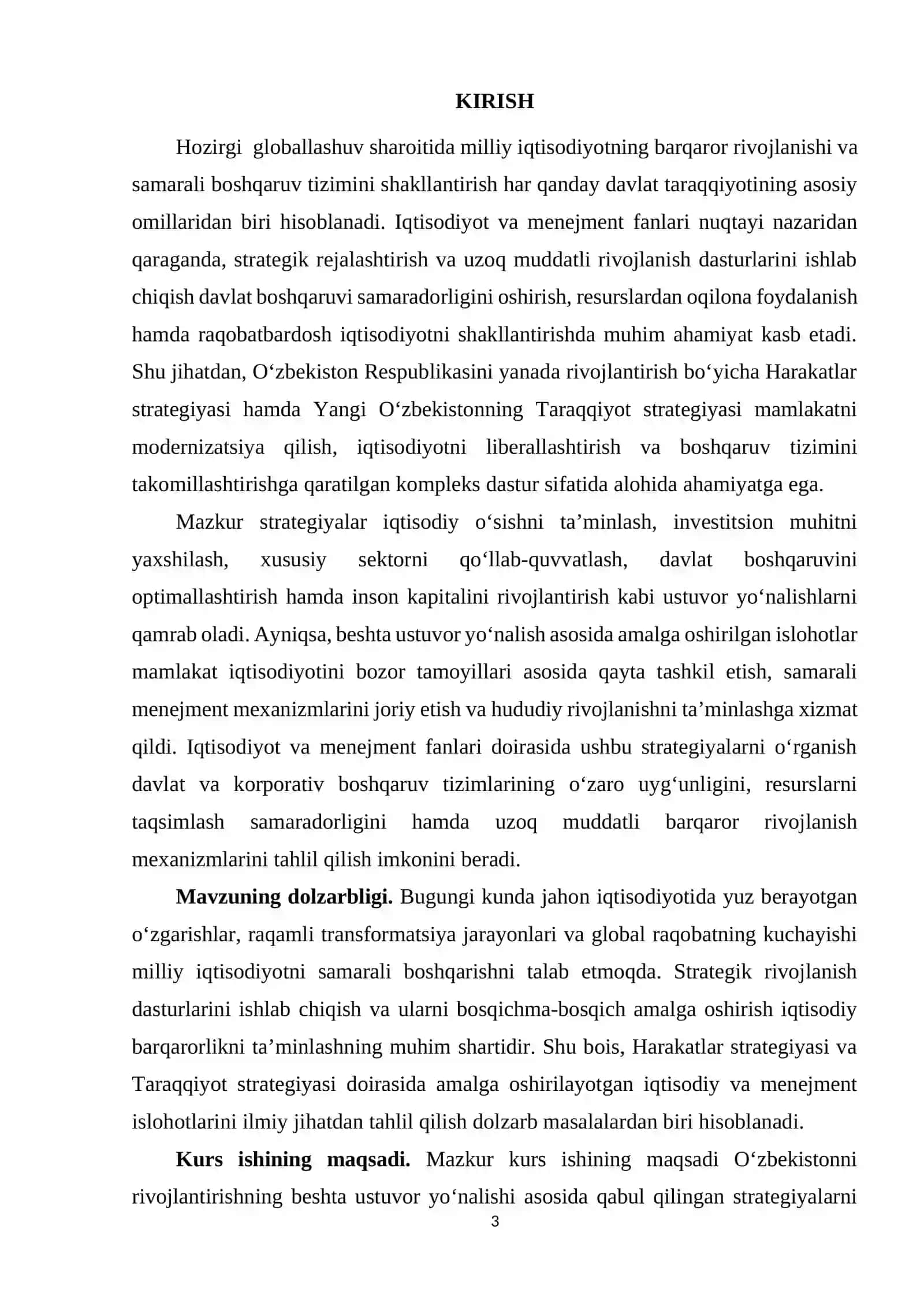 O’zbekistonni rivojlantirishning 5ta ustuvor yo’nalishi bo’yicha harakatlar strategiyasi, taraqqiyot strategiyasi 3