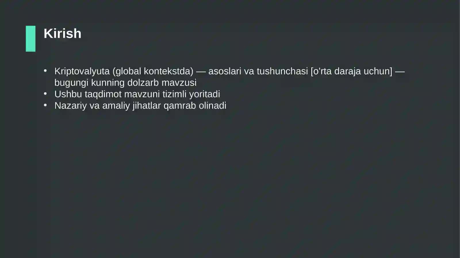 Kriptovalyuta (global kontekstda) — asoslari va tushunchasi [o'rta daraja uchun] 3