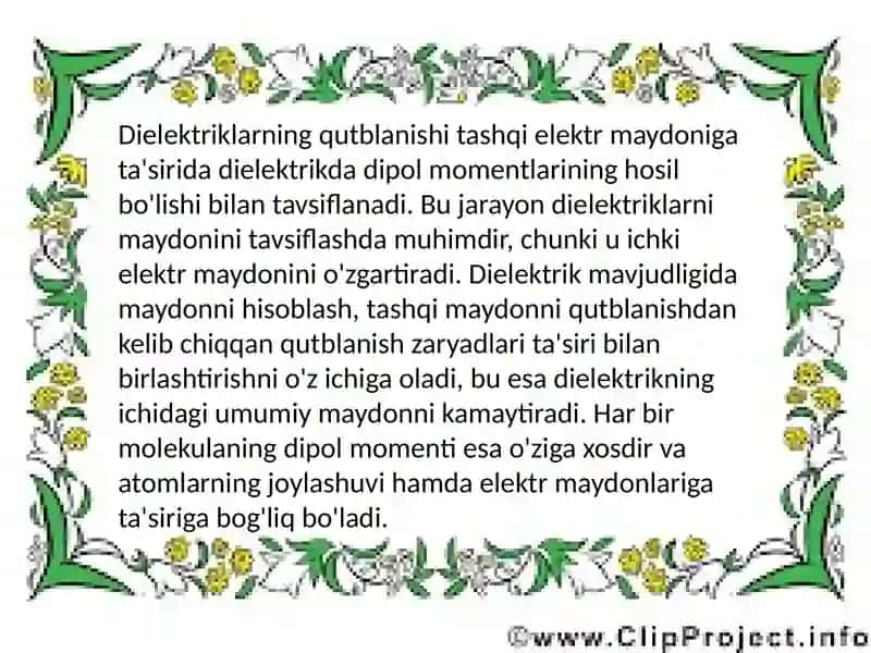 Dielektriklar haqida umumiy tushuncha 3