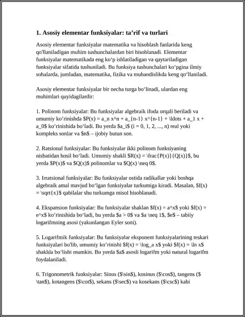 ASOSIY ELEMENTAR FUNKTSIYALAR, ULARNING XOSSALARI. FUNKTSIYALARNING JUFT- TOQLIGI, DAVRIYLIGI, GRAFIGI 3