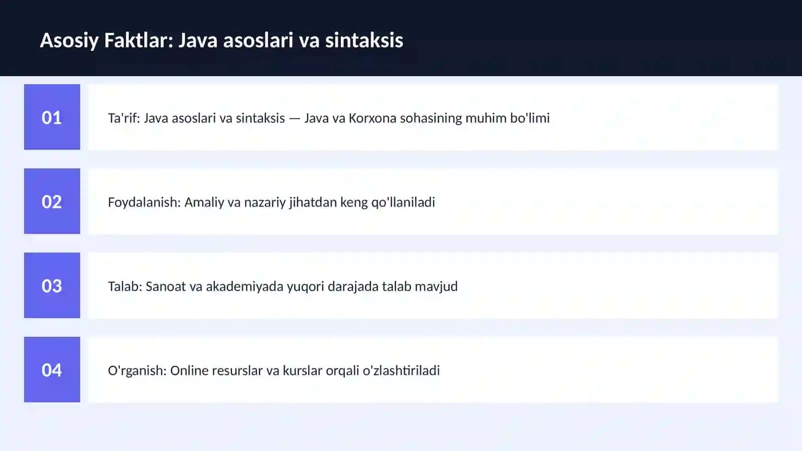 DASTURLASH | JAVA VA KORXONA 3
