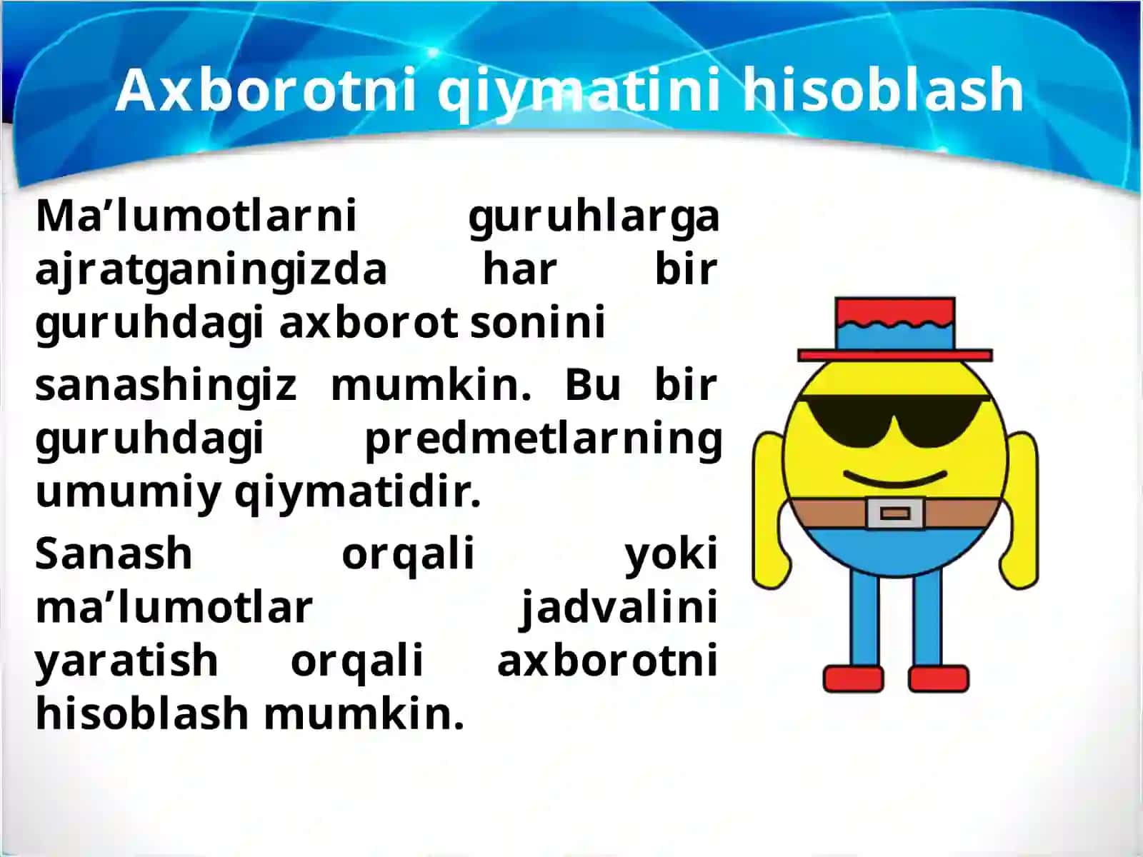 Axborotni qiymatini hisoblash. Piktogramma yaratish 3
