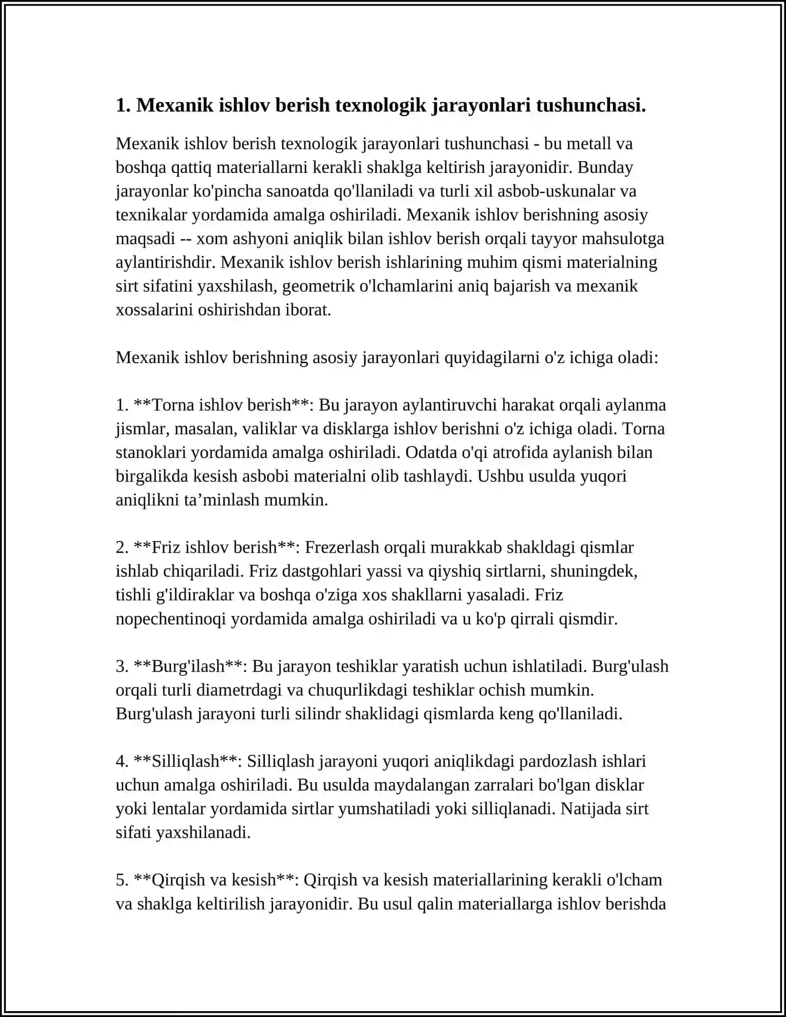 MEXANIK ISHLOV BERISH TEXNOLOGIK JARAYONINI TUZISH TARTIBI 3