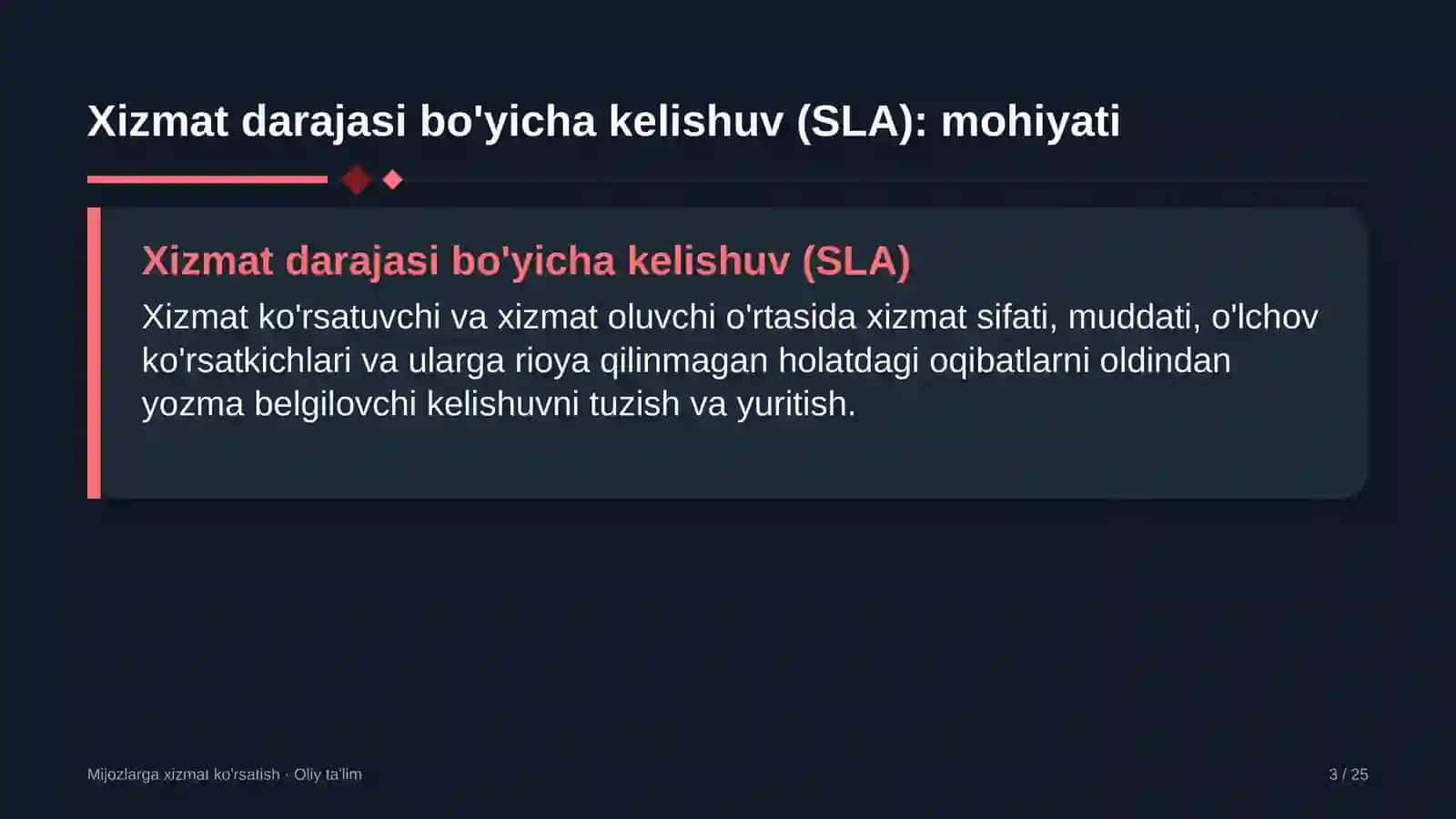 Logistika markazlarida xizmat darajasi bo'yicha kelishuv tuzish 3