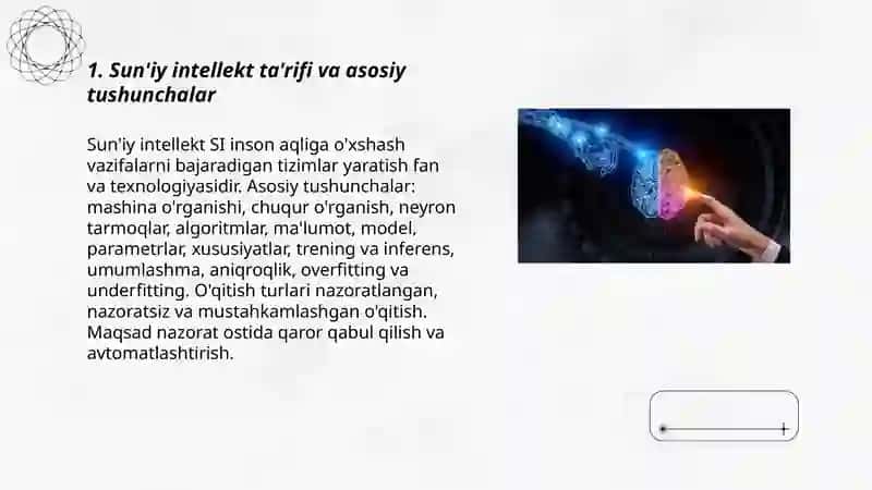 Sun'iy intellektga kirish.Asosiy tushunchalar.Sun'iy neyron modeli 3