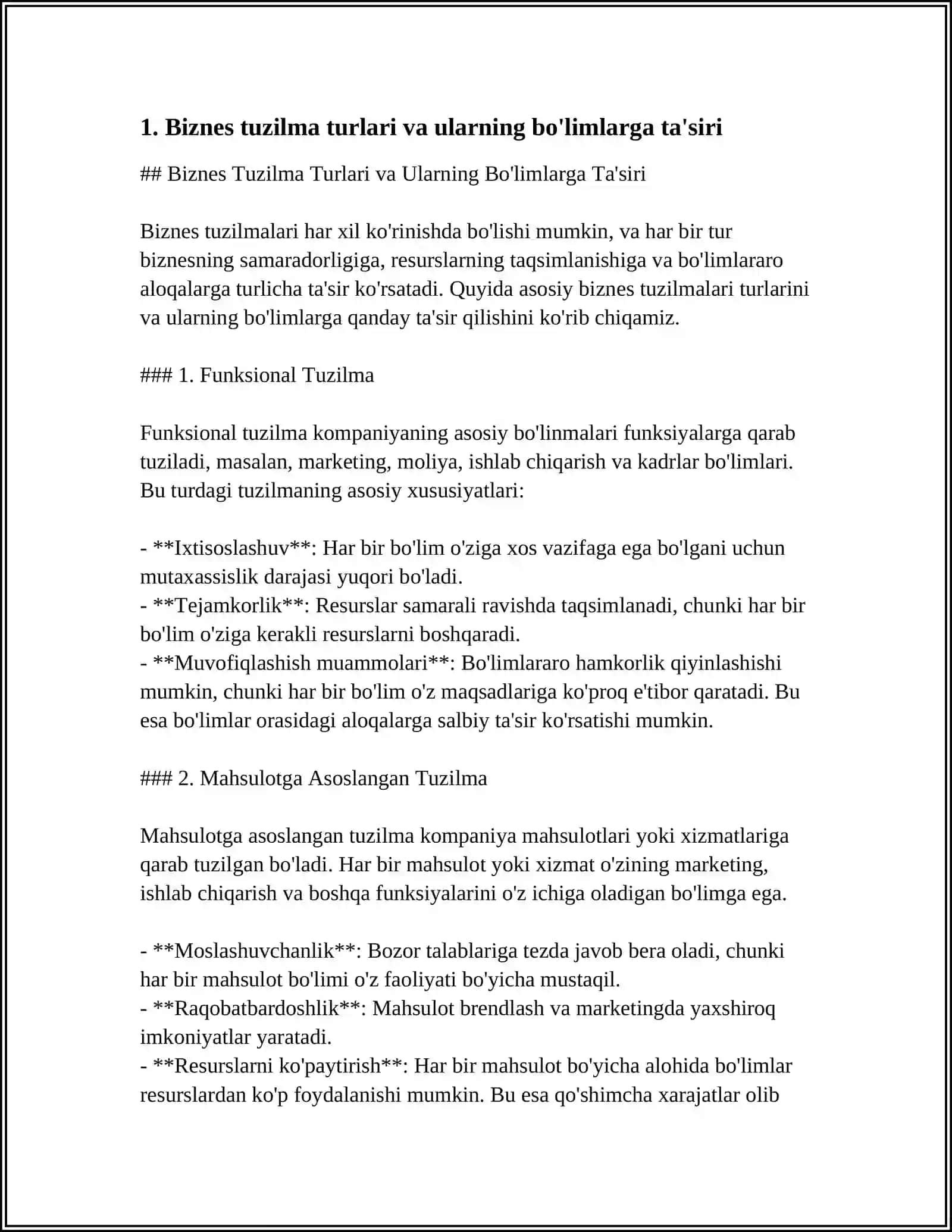 BIZNES TUZILMA VA UNING FAOLIYAT YURITADIGAN BO'LIMLARINING ROLI 3