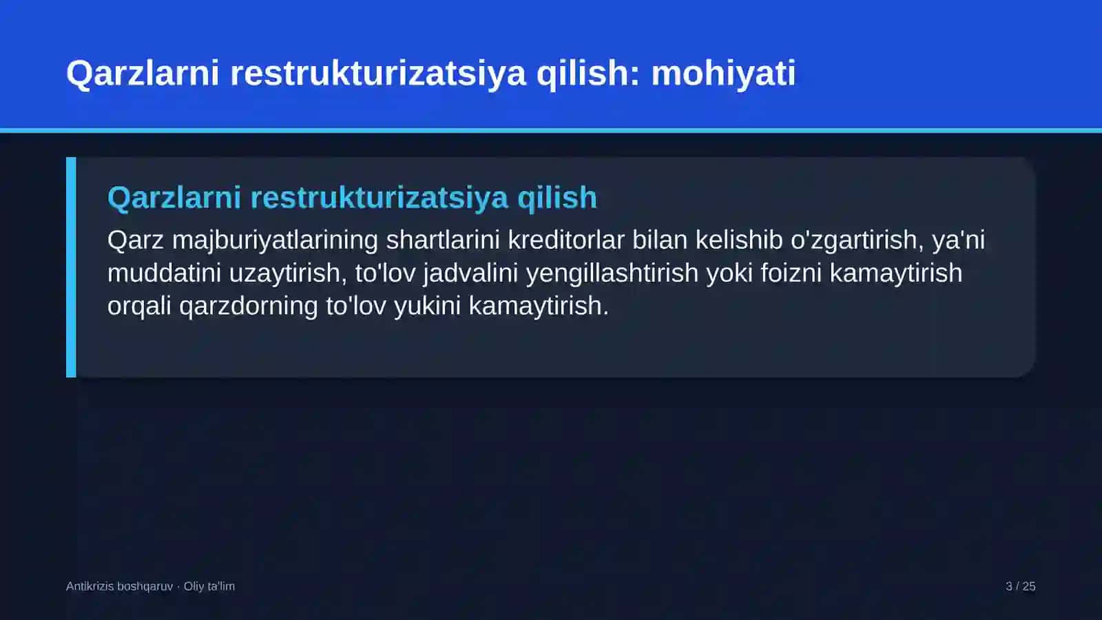 Konsalting kompaniyalarida qarzlarni restrukturizatsiya qilish 3