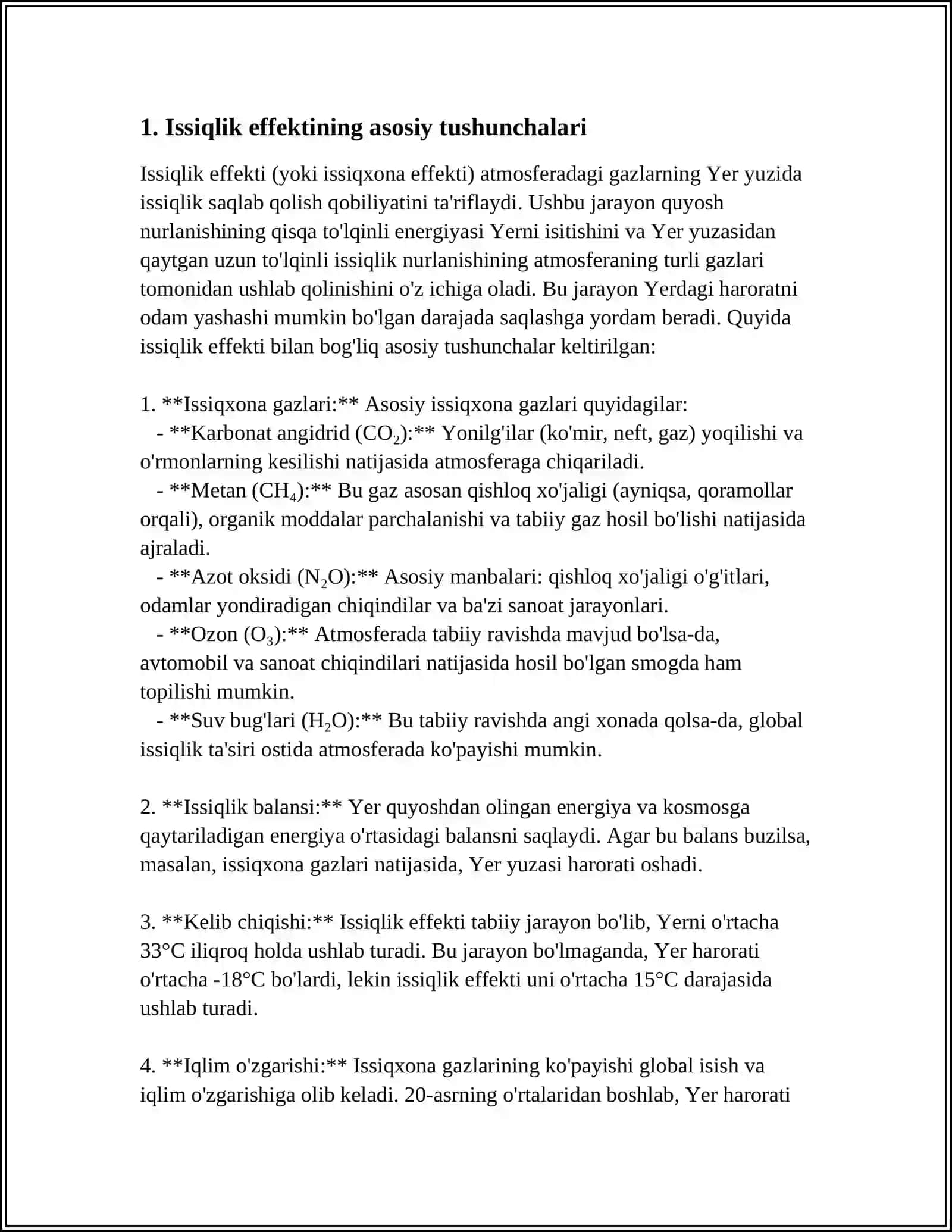 MUSTAQIL ISH Mavzu: ISSIQLIK EFFEKTI VA UNING TURLARI 3
