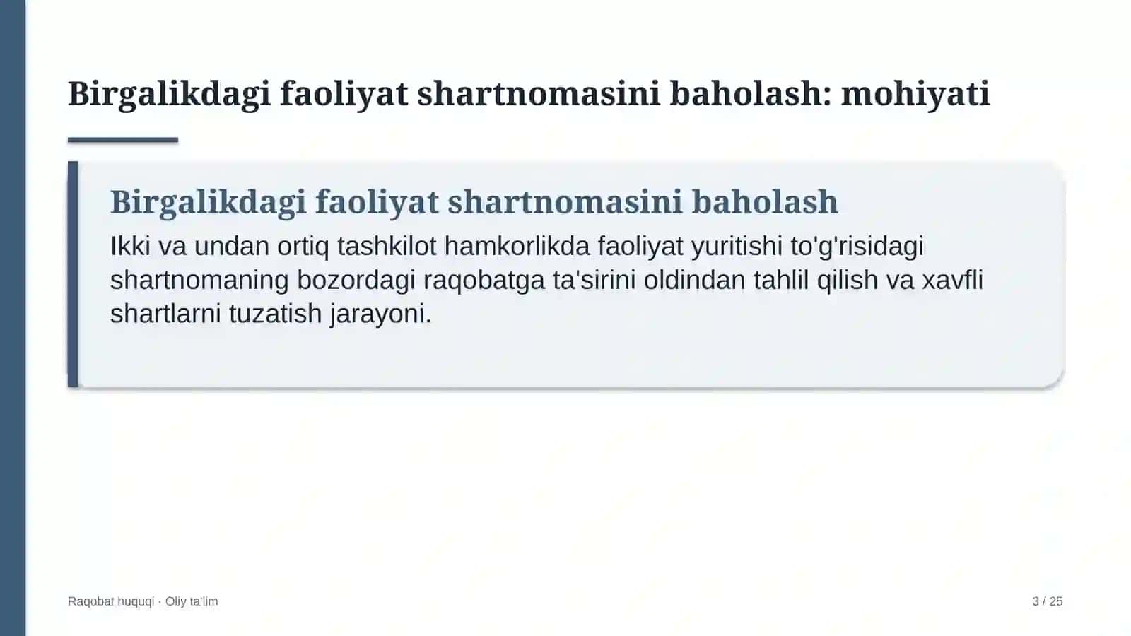 mobil ilovalar ishlab chiqishda birgalikdagi faoliyat shartnomalarini raqobat nuqtai nazaridan baholash 3106 3