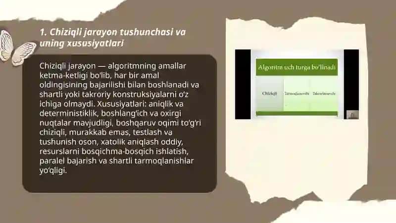 Chiziqli jarayonlarni tashkil etish (Algoritm va dastur) 3