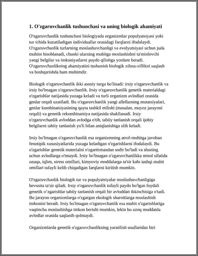 O'zgaruvchanlik va uning shakllari. Irsiy va irsiy bo'lmasan o‘zgaruvchanlik 3