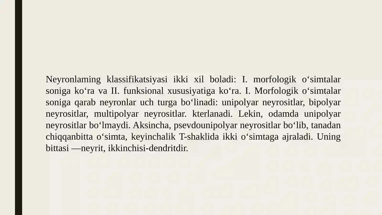 Miyelinli va miyelinsiz tolalardan qo`zg`alishni tarqalishi. 3
