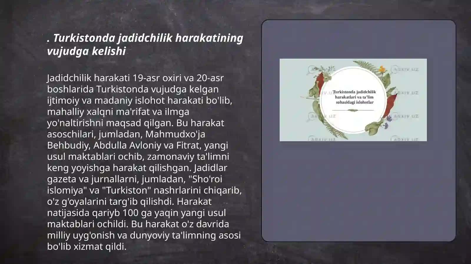 Turkistonda jadidchilik harakatining tashkil topishi va rivojlanish bosqichlari 3
