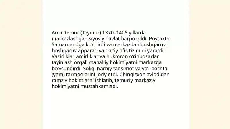 Amir Temur davri davlatchiligi 3