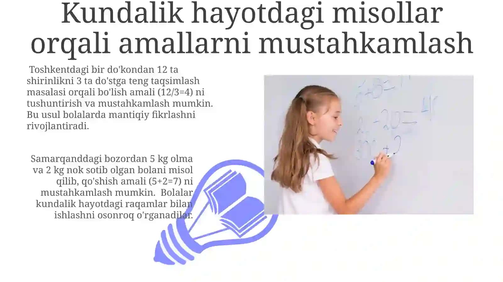 Bolalarni arifmetik amallarni ifodalashga oʻrgatish 3