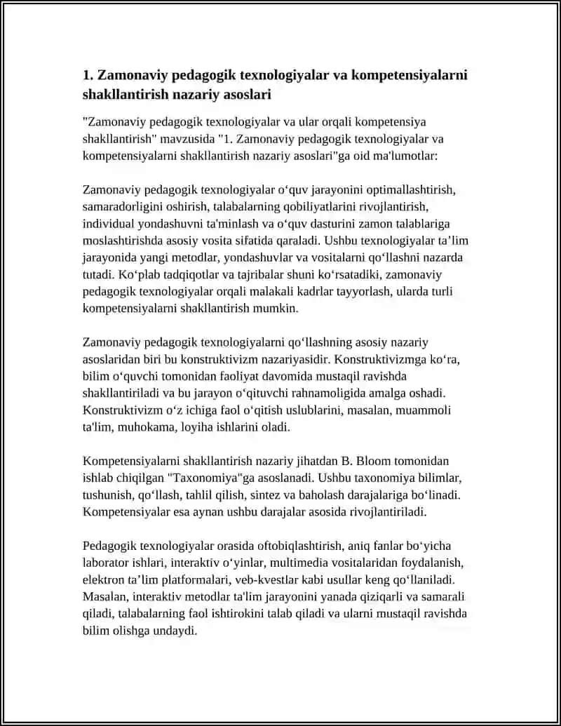 Zamonaviy pedagogik texnologiyalar va ularga oid ma'lumotlar 3