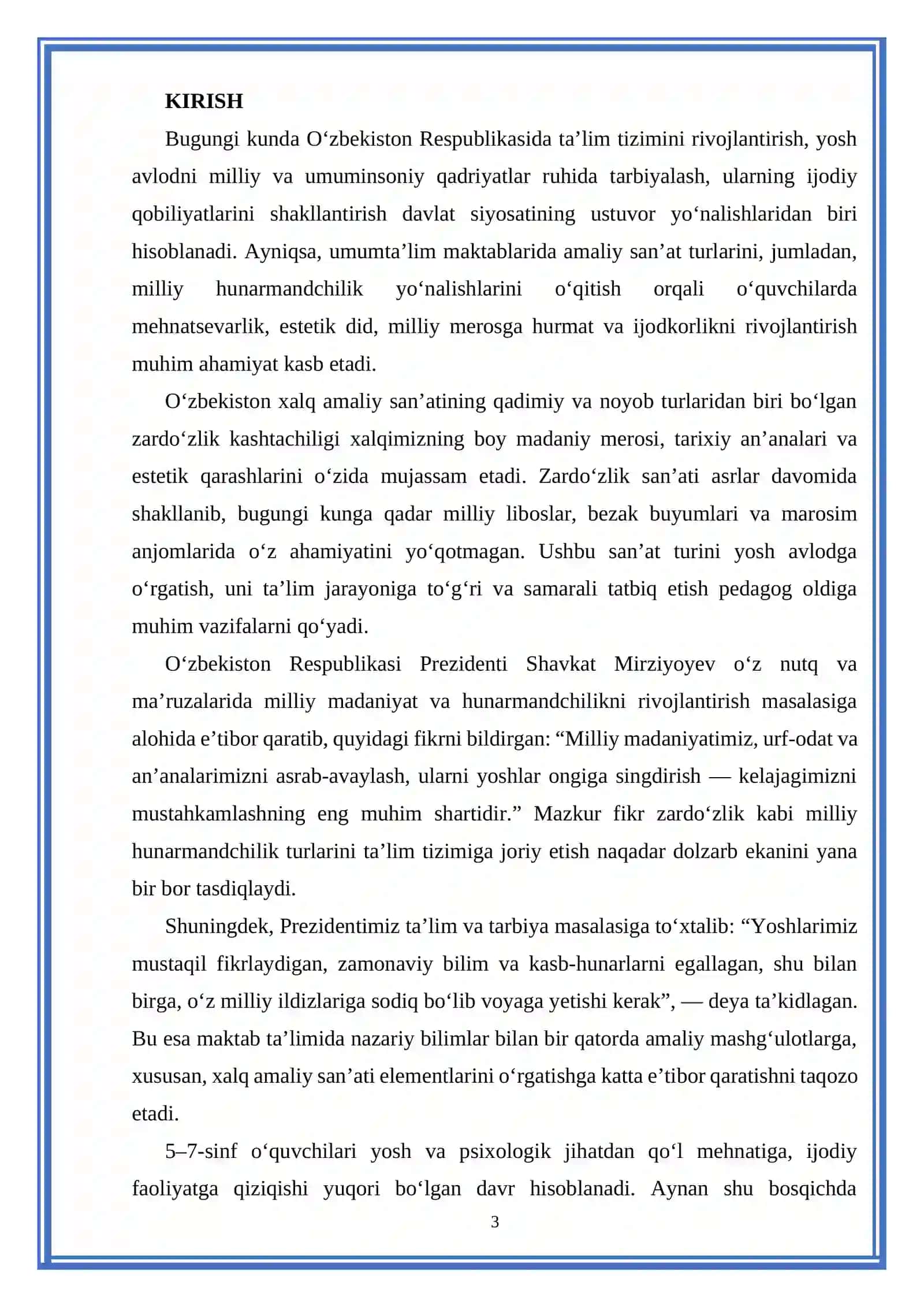 TEXNOLOGIYA TA'LIMINI TASHKIL ETISH METODIKASI 3