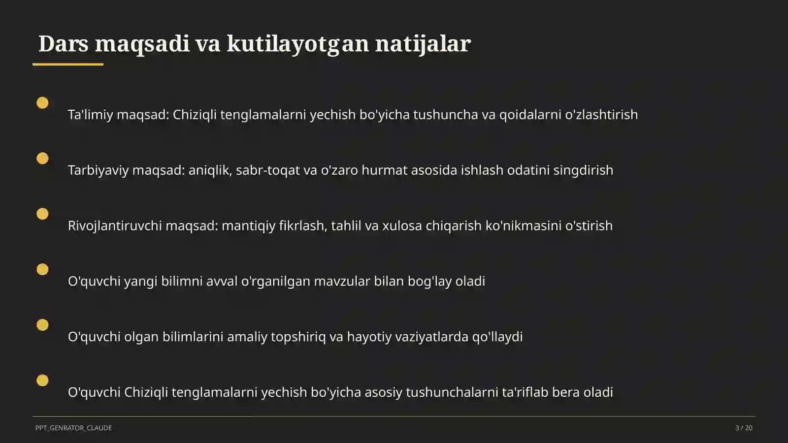Chiziqli tenglamalarni yechish (6-sinf) 3