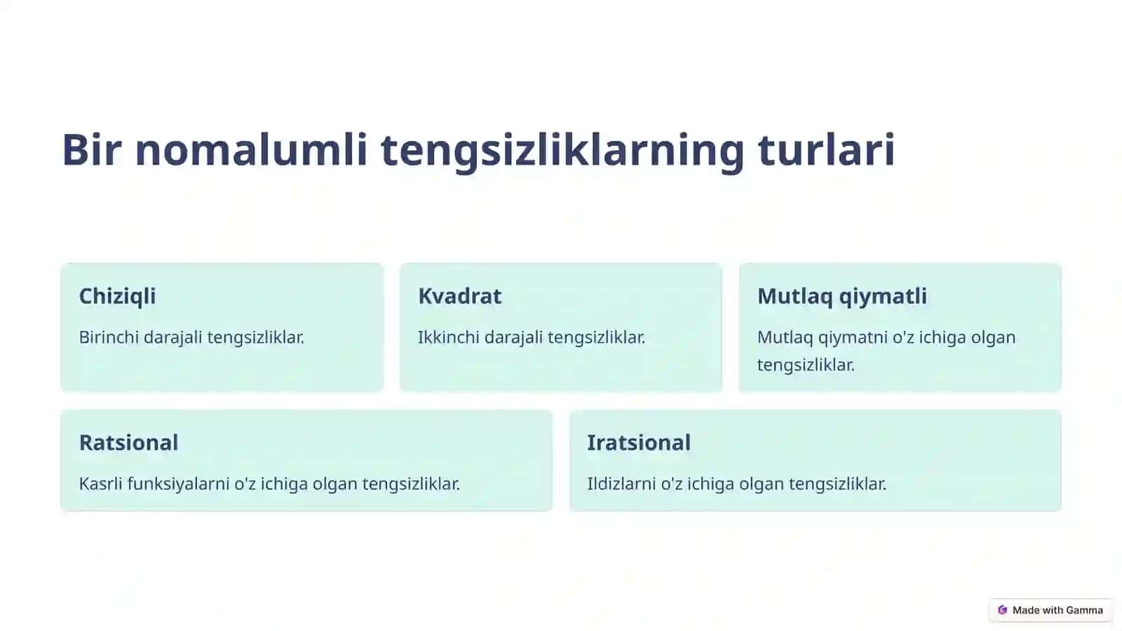 Bir Nomalumli Tengsizliklar 3